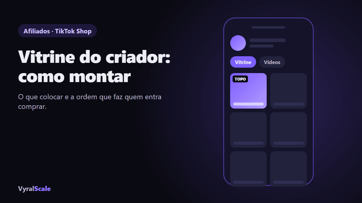 Vitrine do criador no TikTok Shop: produto do vídeo no topo da grade